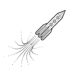 Image showing Launch of a space rocket in the drawing style.