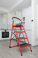 Image showing Unfinished modern white kitchen