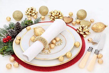 Image showing Christmas Dinner Table Setting