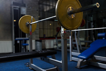 Image showing weight bench with barbell in gym