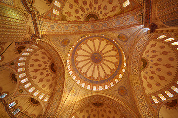 Image showing Blue Mosque interior in Istanbul, Turkey. Turkish: Sultan Ahmet Cami