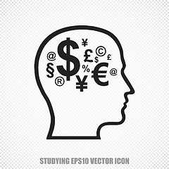 Image showing Learning vector Head With Finance Symbol icon. Modern flat design.