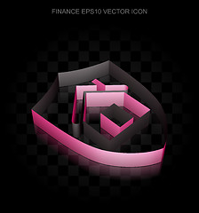 Image showing Business icon: Crimson 3d Shield made of paper, transparent shadow, EPS 10 vector.