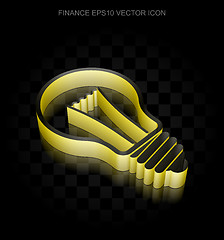 Image showing Business icon: Yellow 3d Light Bulb made of paper, transparent shadow, EPS 10 vector.