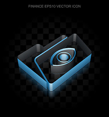 Image showing Finance icon: Blue 3d Folder With Eye made of paper, transparent shadow, EPS 10 vector.