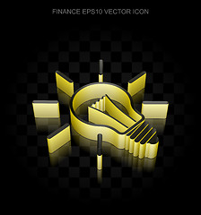 Image showing Business icon: Yellow 3d Light Bulb made of paper, transparent shadow, EPS 10 vector.