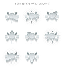 Image showing Business icons set: different views of metallic Light Bulb, transparent shadow, EPS 10 vector.
