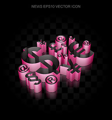 Image showing News icon: Crimson 3d Finance Symbol made of paper, transparent shadow, EPS 10 vector.