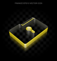 Image showing Business icon: Yellow 3d Folder With Keyhole made of paper, transparent shadow, EPS 10 vector.