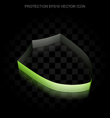 Image showing Security icon: Green 3d Shield made of paper, transparent shadow, EPS 10 vector.