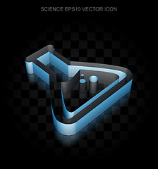 Image showing Science icon: Blue 3d Flask made of paper, transparent shadow, EPS 10 vector.