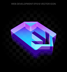 Image showing Web design icon: 3d neon glowing Download made of glass, EPS 10 vector.