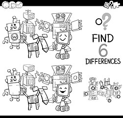 Image showing differences with robots coloring page