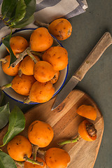 Image showing loquats on kitchen counter