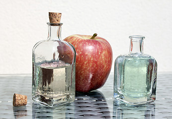 Image showing Apple cider vinegar and apple