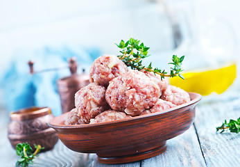 Image showing raw meatballs