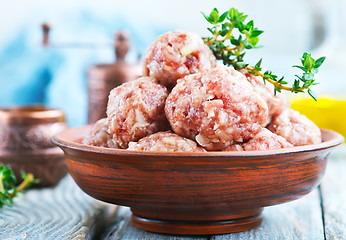 Image showing raw meatballs