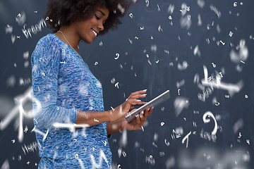 Image showing Happy African American Woman Using Digital Tablet