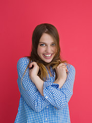 Image showing woman playing with her long silky hair