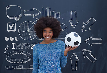 Image showing black woman holding a soccer bal