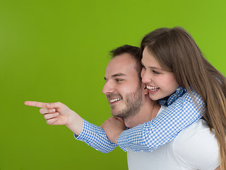 Image showing man piggybacking his girlfriend