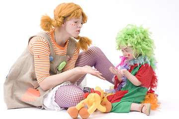 Image showing Big and little clown are playing II