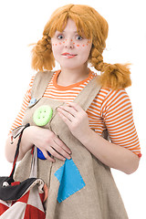 Image showing Colorful dressed female with bag