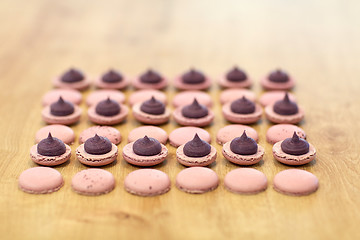 Image showing macarons on table at confectionery or bakery