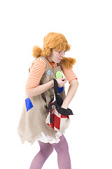 Image showing Colorful dressed female with bag V