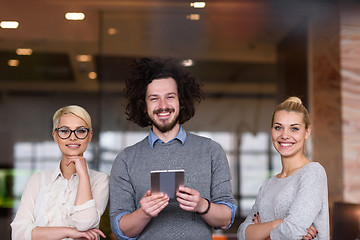 Image showing group of Business People Working With Tablet in startup office