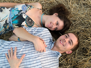 Image showing Lovely couple in straw