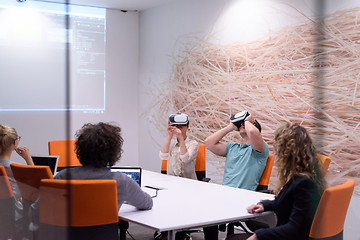 Image showing startup business team using virtual reality headset