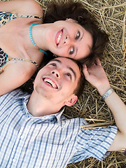 Image showing Lovely couple in straw