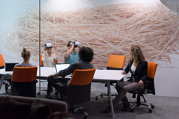 Image showing startup business team using virtual reality headset