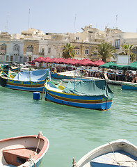 Image showing Marsaxlokk ancient fishing village malta mediterranean