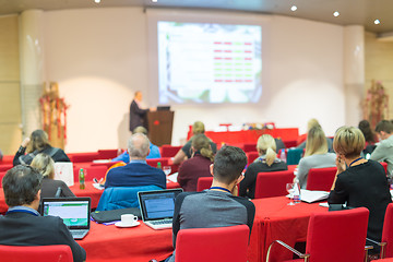 Image showing Audience in lecture hall on scientific conference.