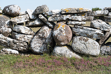 Image showing Traditional dry stone wall closeup