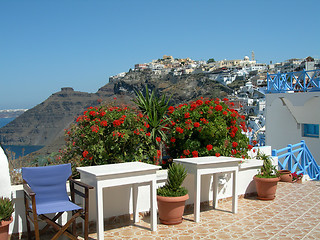 Image showing restaurant caldera view santorini greek islands