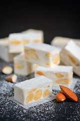 Image showing White nougat with almonds 