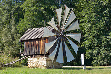 Image showing Traditional old windmills in Astra Museum