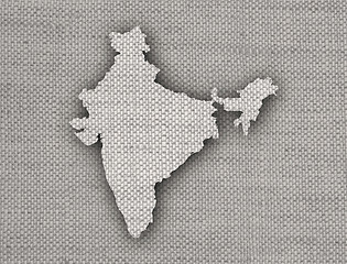 Image showing Map of India on old linen