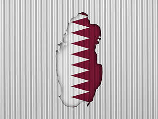 Image showing Map and flag of Qatar on corrugated iron