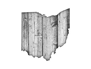 Image showing Map of Ohio on weathered wood