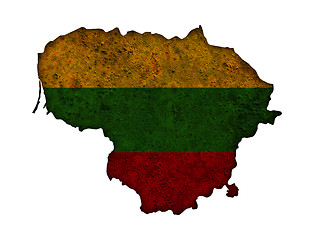 Image showing Map and flag of Lithuania on rusty metal