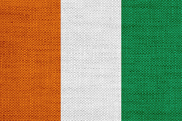 Image showing Flag of Ivory Coast on old linen