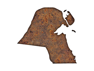 Image showing Map of Kuwait on rusty metal