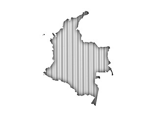 Image showing Map of Colombia on corrugated iron