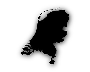 Image showing Map of the Netherlands with shadow