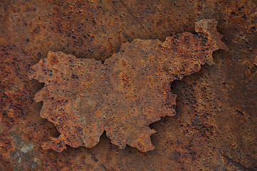 Image showing Map of Slovenia on rusty metal