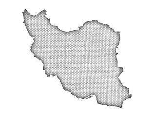 Image showing Map of Iran on old linen